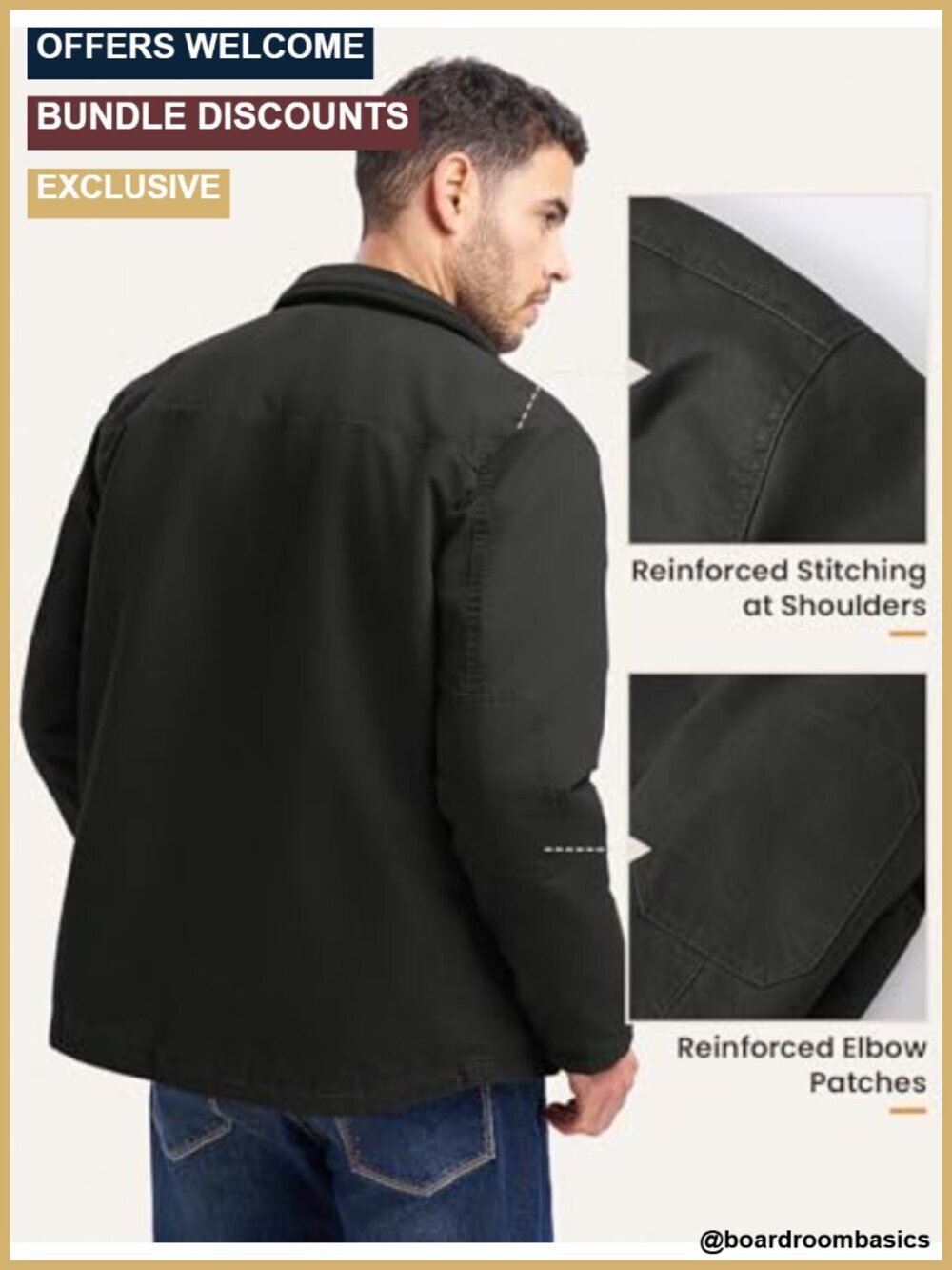 Men's Canvas Barn Jacket Heavyweight Sherpa Lined Winter Coat - Picture 2 of 6
